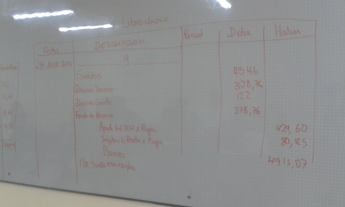 MaSanchez_G's tweet photo. Tutoria. Aprendiendo hacer un rol de pagos, con sus respectivos cálculos. #ContaLC https://t.co/k5VywNsyeF