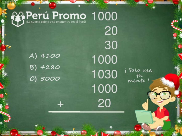 ConcursaPeru's tweet photo. #RetoPP ¿Aceptas el reto? Comenta el resultado de la suma. Acierta y gana premios Más información aquí: https://t.co/bslU6D10Mb #SORTEO https://t.co/T2K1GoPDU9