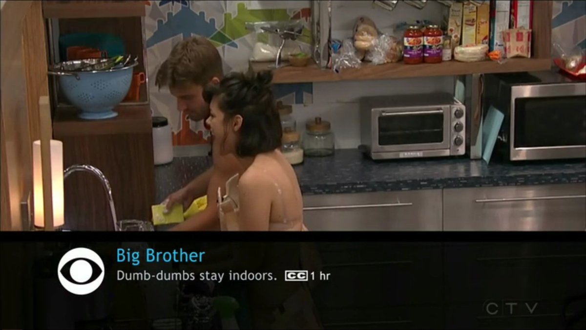 ThisisRedV's tweet photo. @BridgetteD_BB18 on CONAN! Last night Big Brother "Info Button" gag was #bb18 instead of #BBOTT Its Cold. Lets stay indoors. https://t.co/b5RPuPR3hM