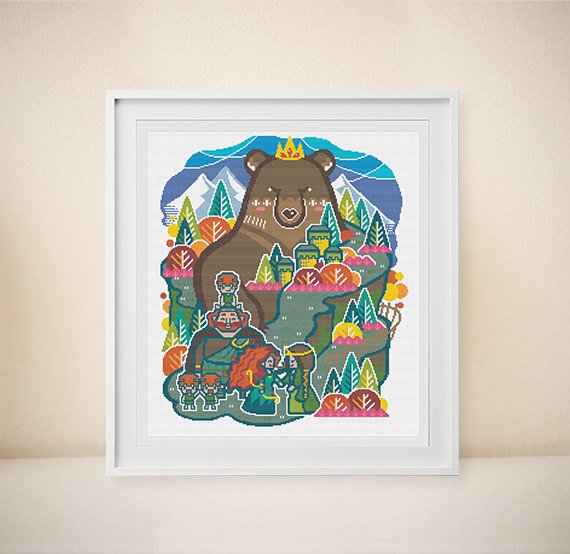 Merida Cross Stitch - Modern Cross Stitch - Disney Prince… tuppu.net/c15e856d #Japanesexstitch #KidsCrossStitch