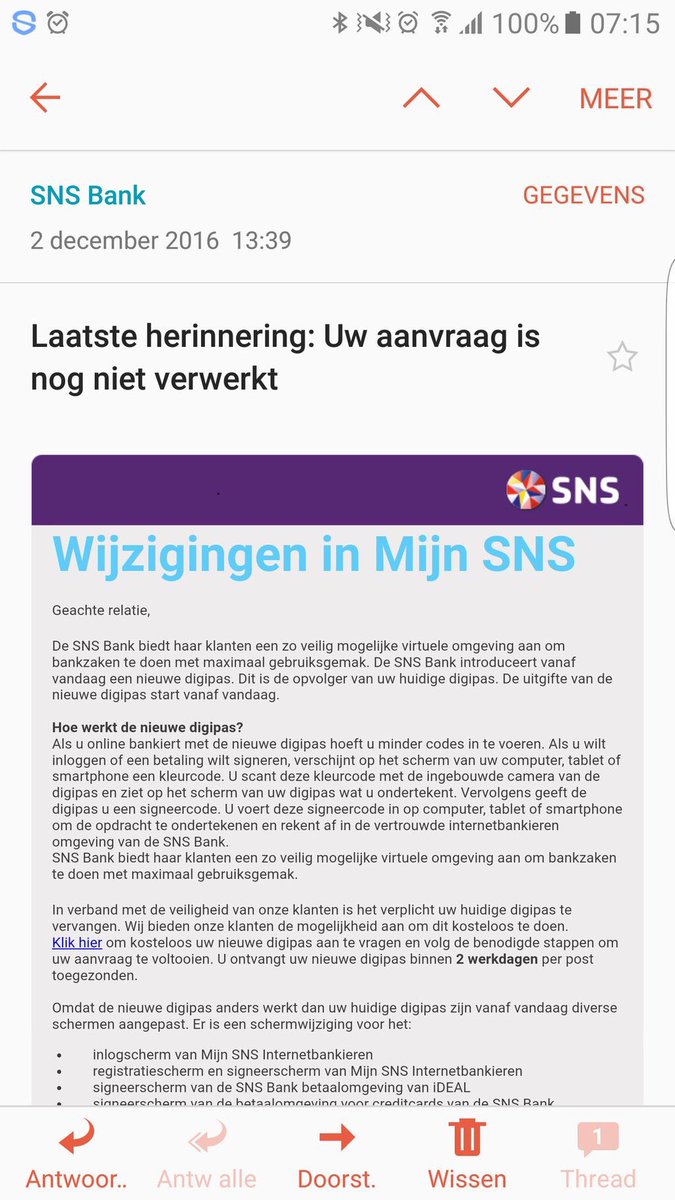 Hallo wakker worden..... hier zijn ze weer 👇👇👇👇 😡😡😡 niet dus. @SNSBank