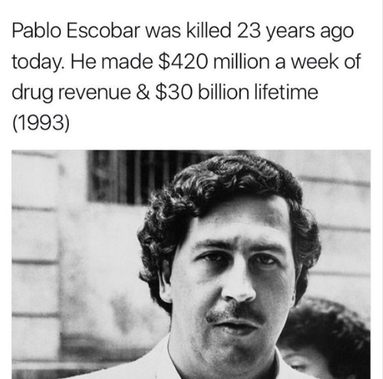 WORLDSTAR's tweet photo. The drug lord Pablo Escobar was killed 23 years ago today. https://t.co/ebor9vdgz4