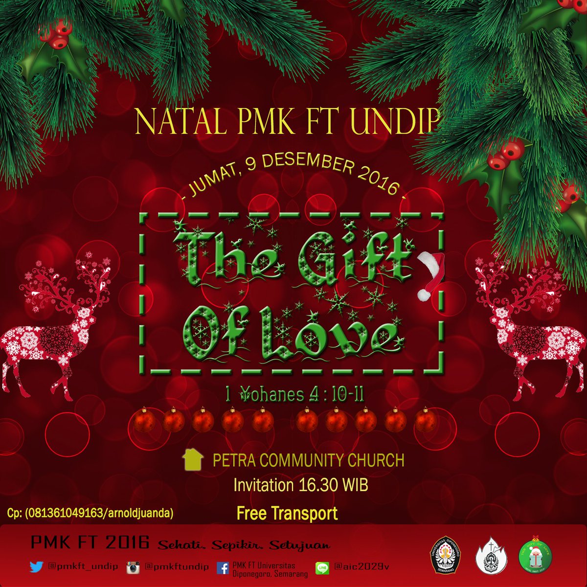 pmkft_undip's tweet photo. Syalommm PMK FT
Yg ditunggu-tunggu udah mau dekat nihh
Natal PMK FT!!!
Yeayyy
Yuks datang teman-teman
Bersama merayakan hari kelahiran Yesus https://t.co/KhAXQ1TUdG