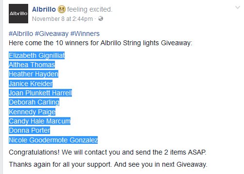 Albrillo_Direct's tweet image. #Albrillo #Giveaway #Winners
 Here come the 10 winners for Albrillo String lights Giveaway:
facebook.com/Albrillo/posts/