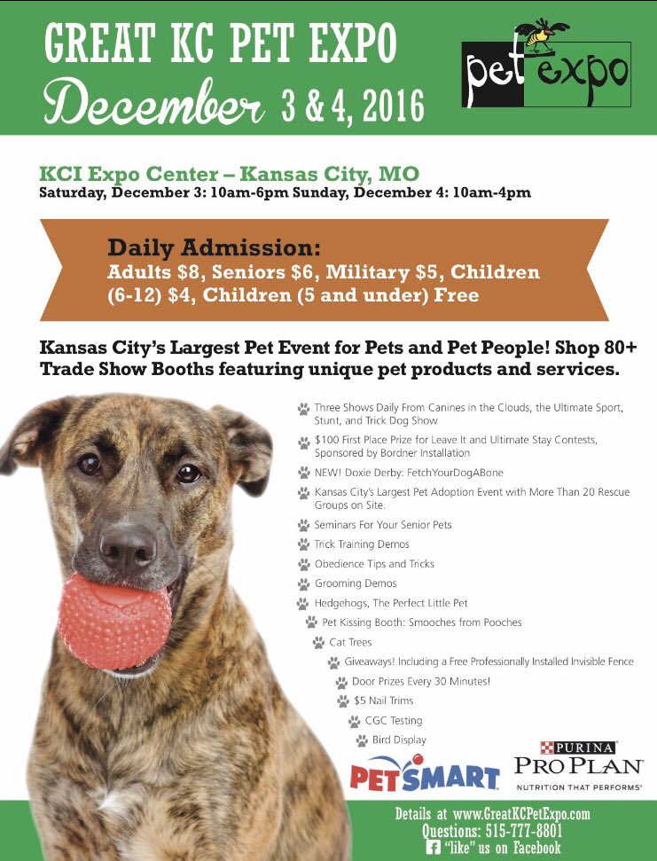Be sure to stop by the PetSmart and Purina booth at the KC Pet Expo this weekend!  #petsrule #KCPE2016