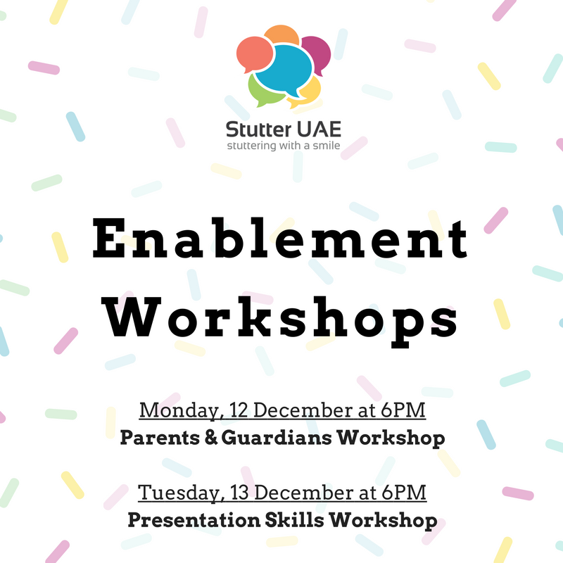 stutteruae's tweet photo. We want to start 2017 on an even brighter note! ✨
Join us for December's workshops! ❣️
Link in bio to register 😃
#stutteruae #stutter #uae https://t.co/AAbooObupv