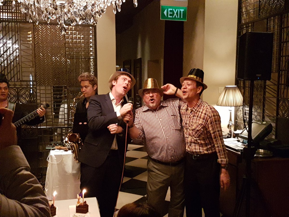 IanWRobb's tweet image. The birthday boys singing their own version of Happy Birthday to themselves David, Gary and Andrew congratulations to all of you.