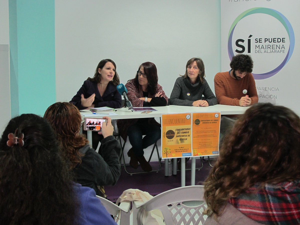 Podemos_AND's tweet photo. Hoy se realiza el #IIIEncuentroCupSevilla con nuestra Parlamentaria @marigarci62 y la Secretaria de Municipalismo @rocvan80 https://t.co/T732t4wWUc