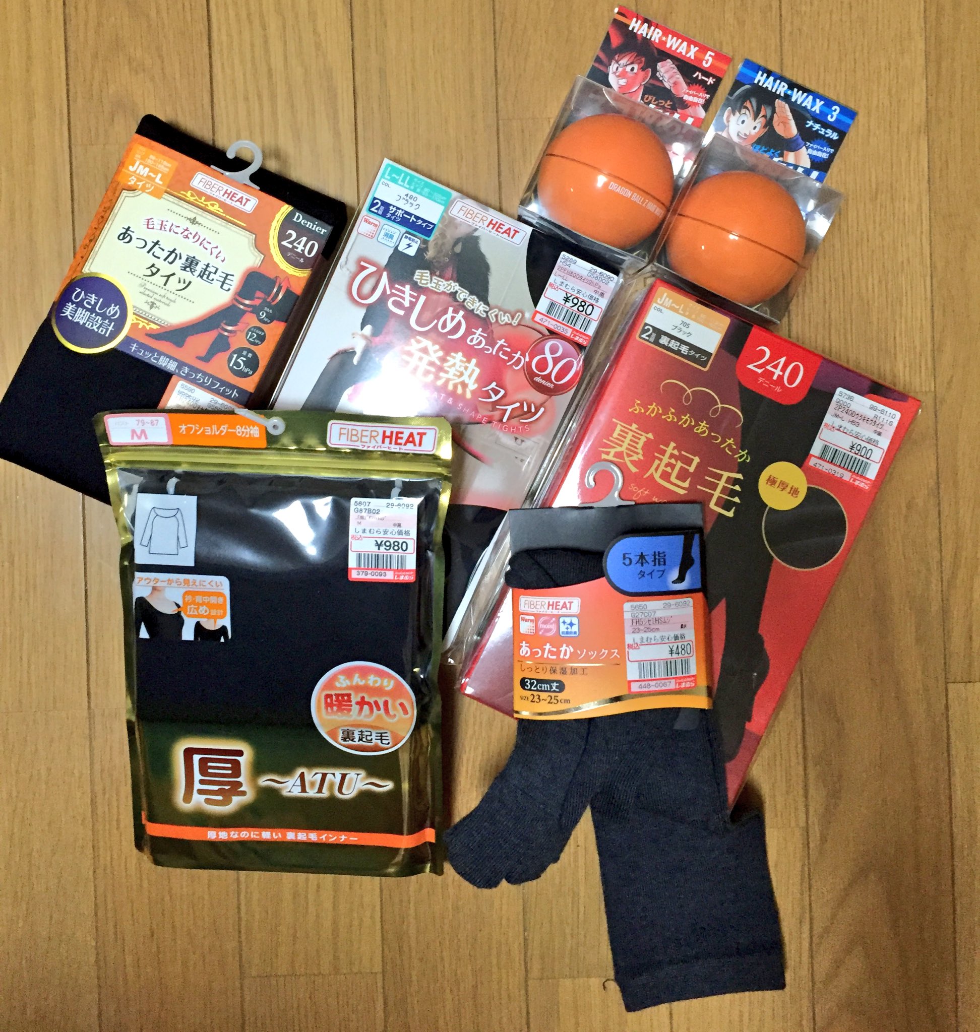 紺いろ Al Twitter 買ったものメモいち ドンキ 投げ売りドラゴンボールワックス一個0円 しまむら あったかグッズたちと五本指ソックス ユニクロ 暖パン 通常価格から1000円引き ハニーズ セールのカットソー980円仕事用二枚 白シワッシワだな 下半身デブ T