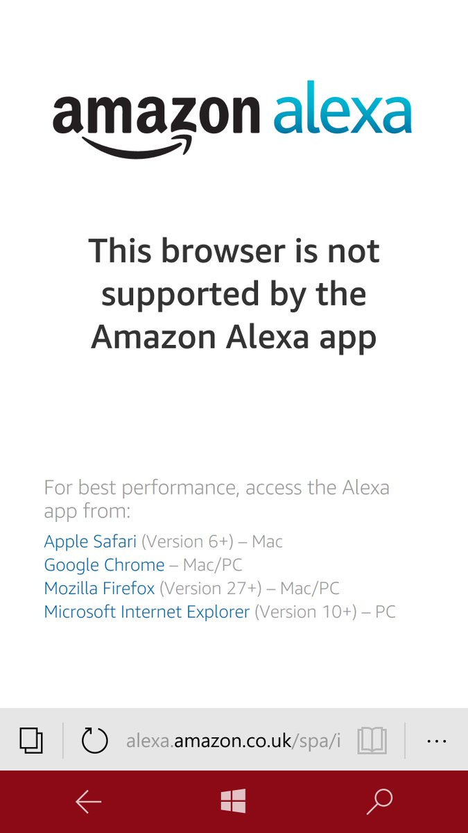 echo Powered by <a href="/Microsoft/">Microsoft</a> bing. But no windows app for a Microsoft phone or access via the windows phone browser - sort it out
@amazonecho