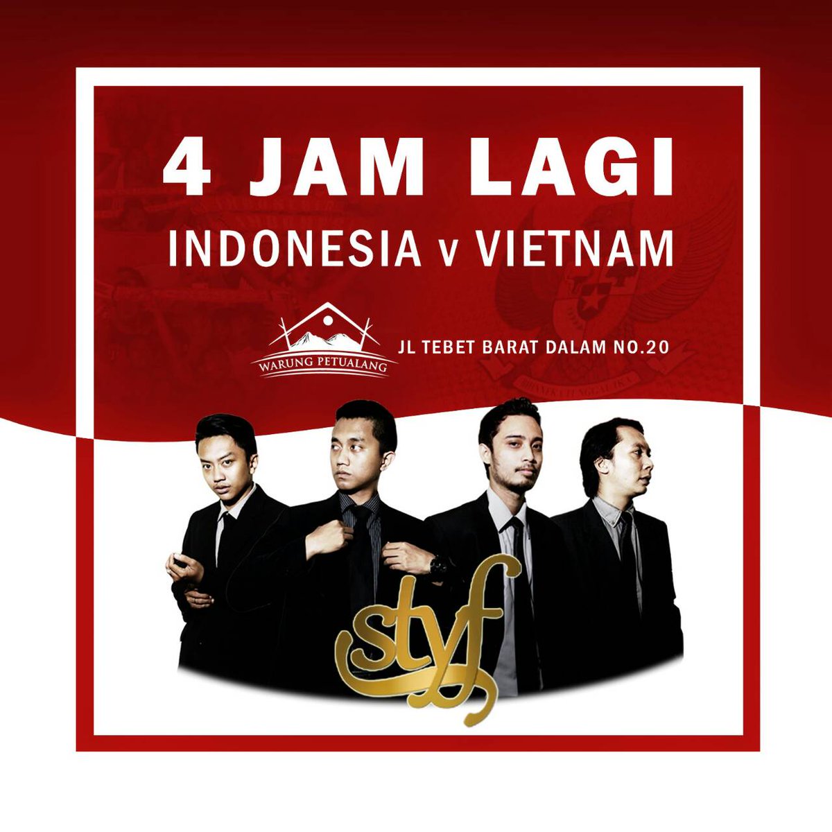 STYFband's tweet photo. Halo teman",sebentar lagi kita akan menyaksikan indo v vietnam.dan kami yg akan menemani kalian. https://t.co/V2Kfb1a8j1