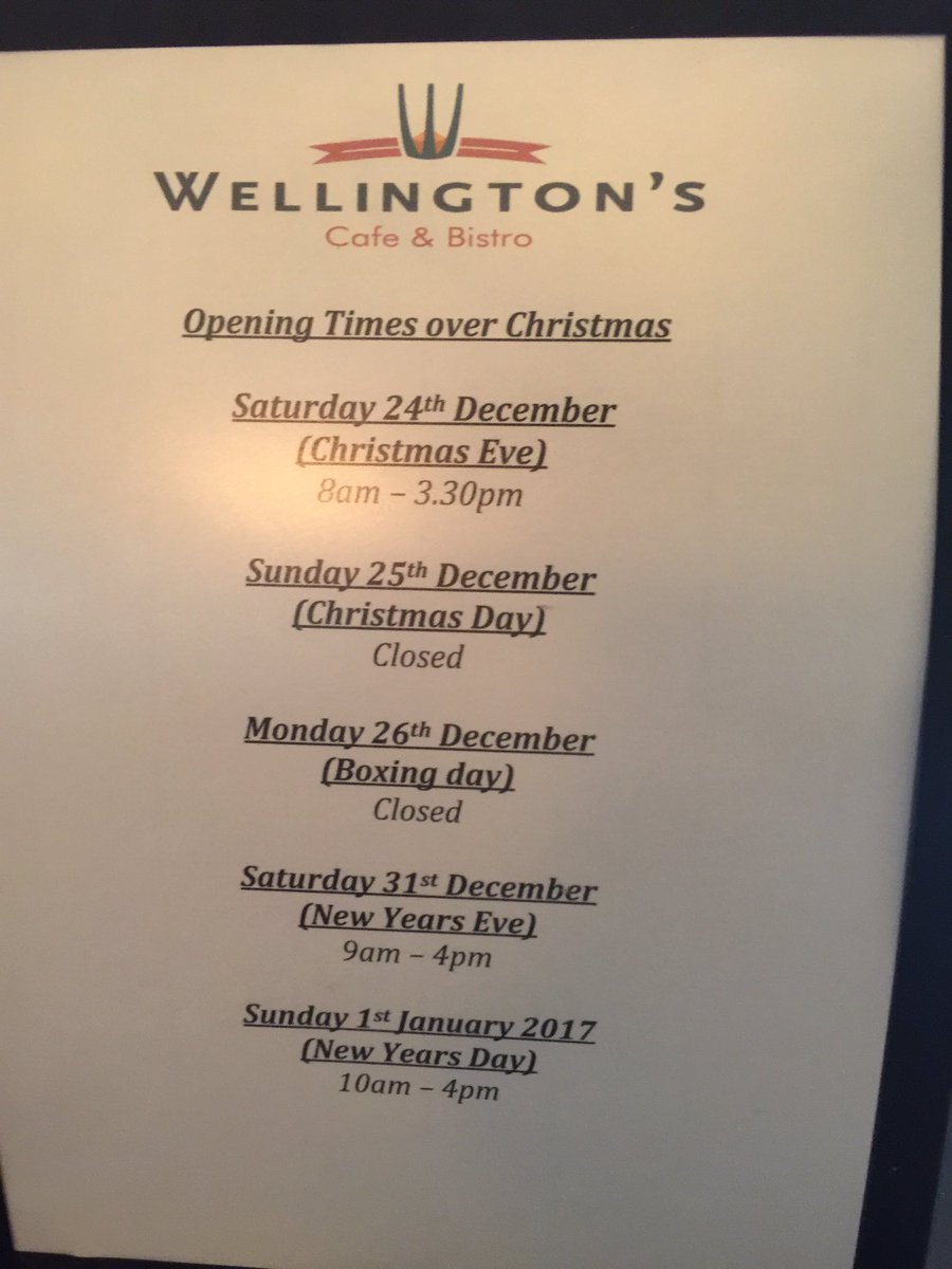 WellingtonsMK's tweet photo. IMPORTANT CHRISTMAS INFO FROM WELLINGTON'S!! Our opening times over the Christmas Period 🎅🏻🎅🏻🎅🏻 https://t.co/Lyd3Znspwd