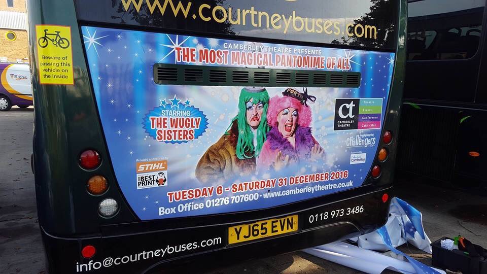 WuglySisters's tweet photo. Right #camberley Who hasn't got tickets yet? You're in so much trouble! #cinderella #backofabus https://t.co/zGGSJkiaqo