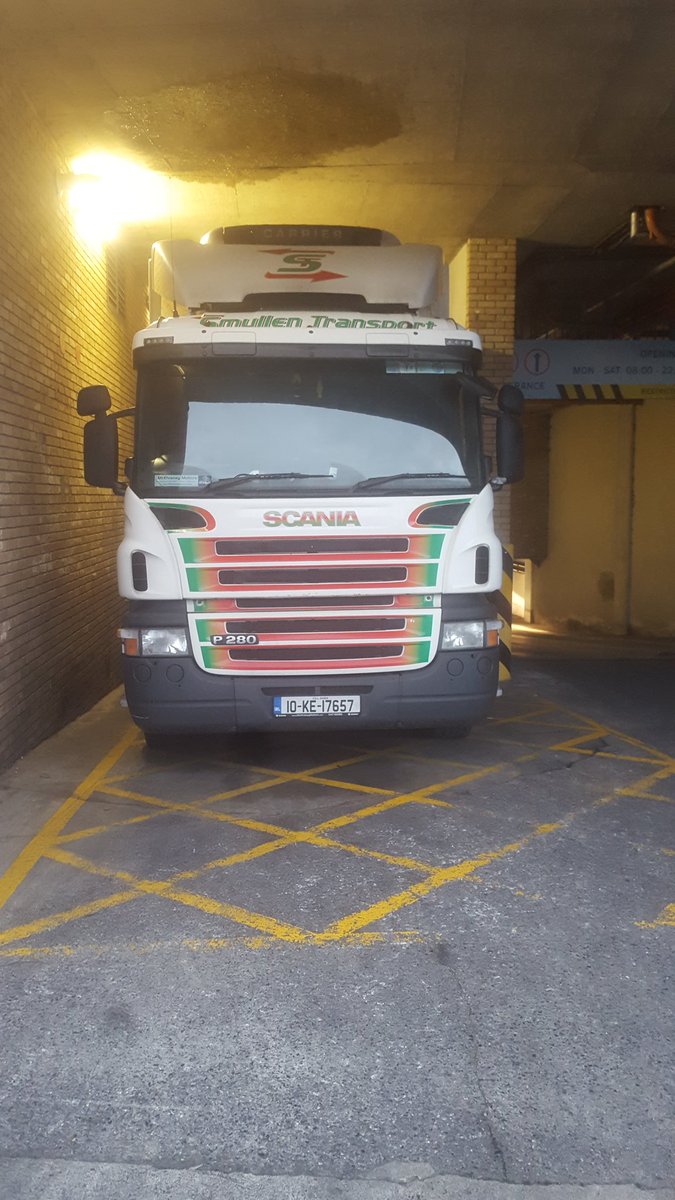 TanneryD8's tweet photo. Another display of ignorance from @lidl_ireland Cork St truck drivers. Will not turn off engines.  We live only feet above https://t.co/4I6fkxrLAd
