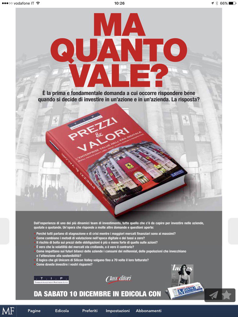 QUANTO VALE? #metriche valutative in un mondo a tassi zero. PREZZI &amp; VALORI <a href="/TamburiTIP/">Tamburi Investment Partners</a>