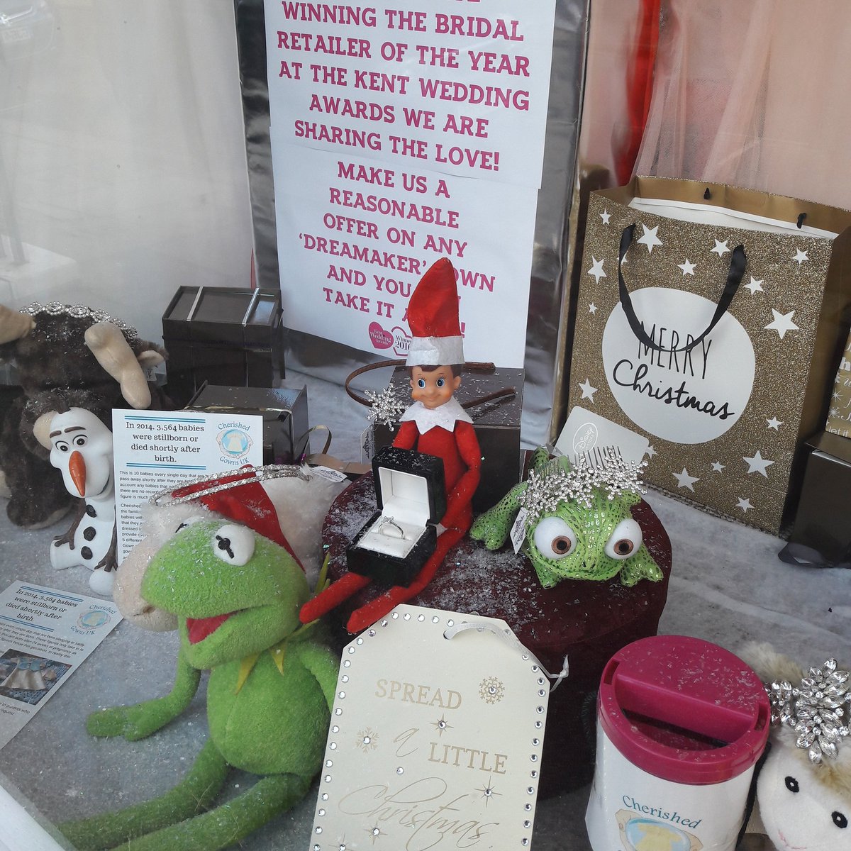 Buddy has a question to ask #elfonashelf  #dover @cherishedgowns <a href="/Crystal_Tiaras/">Crystal Creations</a>