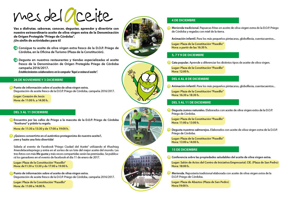 ¡Vamos a la calle! Hoy reanudamos las actividades del Mes del Aceite: te esperamos😉😉😉 <a href="/turismodepriego/">Turismo de Priego</a> <a href="/radiopriego/">Radio Priego</a> <a href="/VivirEnPriego/">Vivir en Priego 📱</a>
