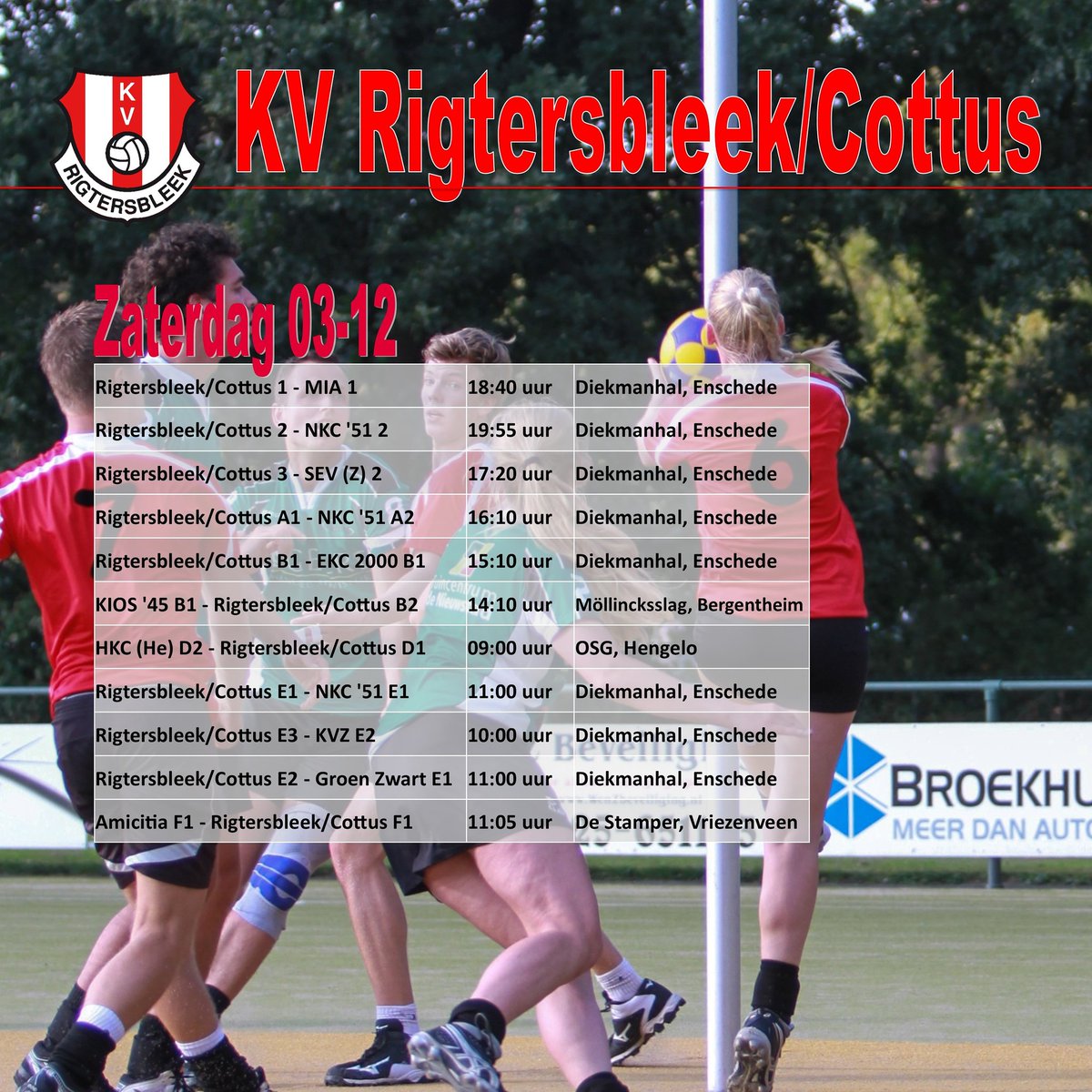Het programma van vanmiddag! Alle senioren spelen vandaag thuis. Dus kom kijken! #kvrigtersbleek