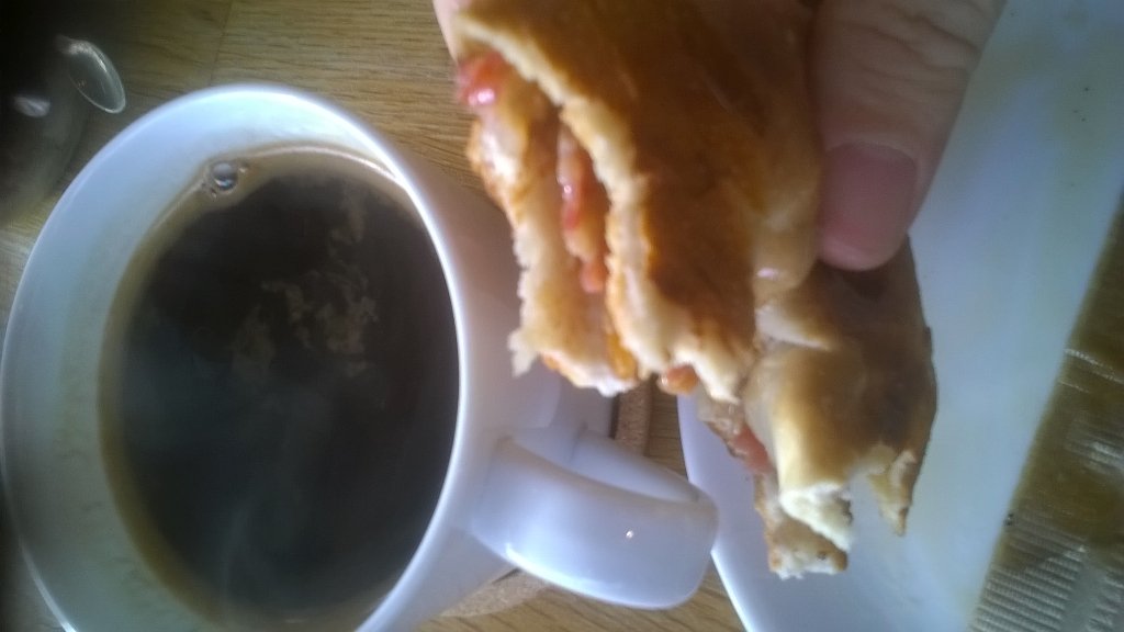 BraceyAndrew's tweet photo. morning Stoke... hello to Elvis - bagel, bacon, peanut butter + maple syrup @Duttsville Ready for the #midpointness https://t.co/7MNU3B1eec