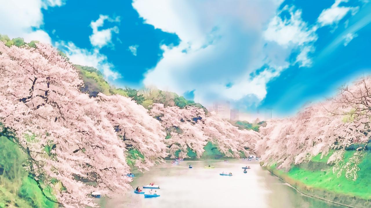 のの Twitterren 風景写真をアニメ背景 風に変換するアプリインストールしたけど あまり今のスマホには画像入れてなかった 画像は今年の桜満開の頃の千鳥ヶ淵 Everfilter