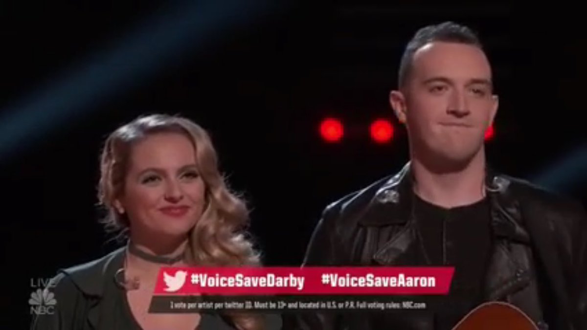 EmmyBear4ever's tweet photo. Who will you save & who will you send home? #VoiceSaveDarby or #VoiceSaveAaron #TheVoice https://t.co/UTxNbDddTh