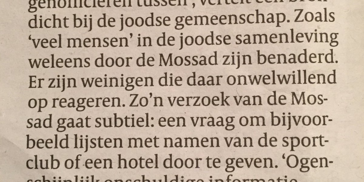 'Veel'Joden in NL helpen de Mossad.' Eén van de vele losse flodders in het zgn. Wilders-exposé van de @Volkskrant. Journalistiek prutswerk.