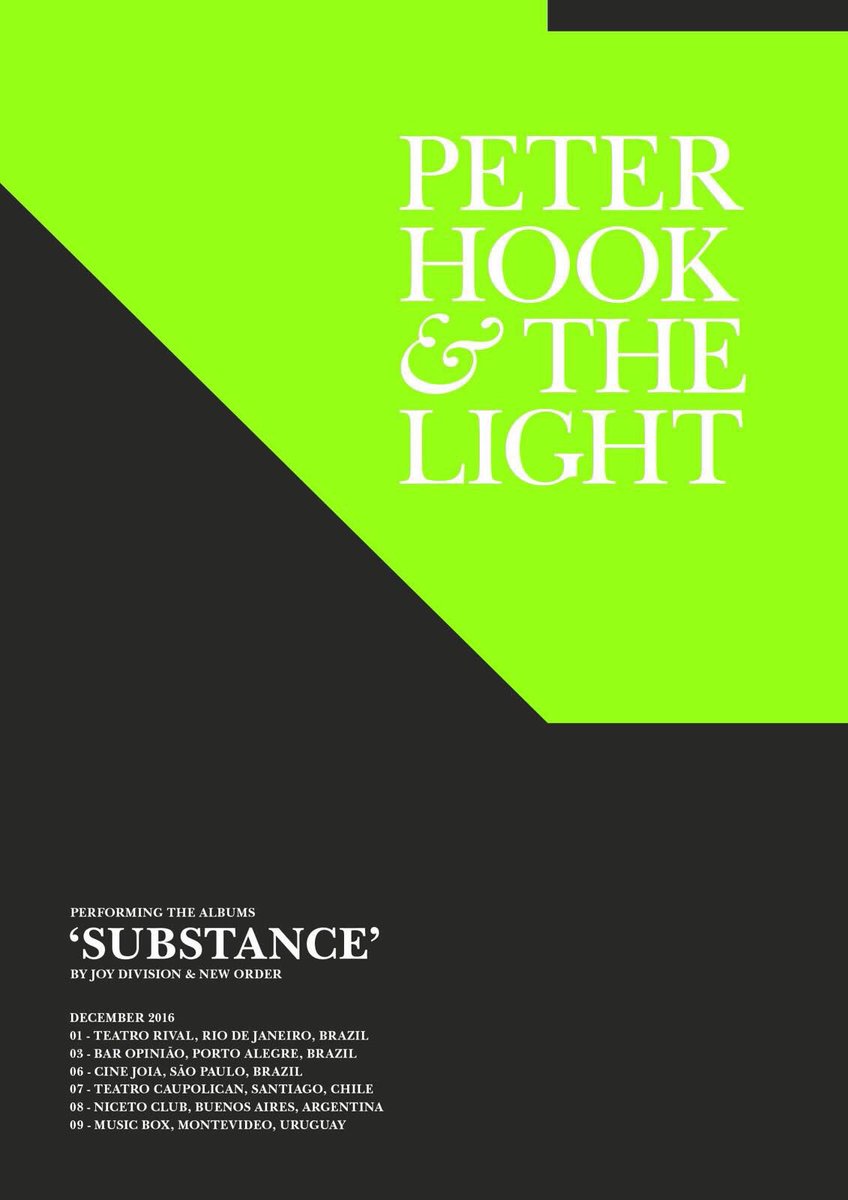 peterhook's tweet photo. Porto Alegre, Brazil tonight at @opiniao - show starts at 20:30, don't be late! #Substance2016 #Brazil 🇧🇷 https://t.co/xrASz5yR3q