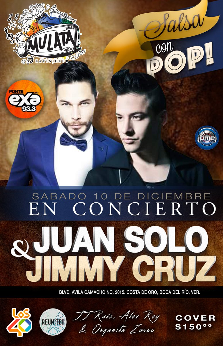 SomosPME's tweet photo. @soyjuansolo y @JimmyCruzM #SalsaConPop estamos a 150 Boletos para SOLD OUT vamos hacer historia en @MULATALATINCLUB https://t.co/a3vXPx7iyS