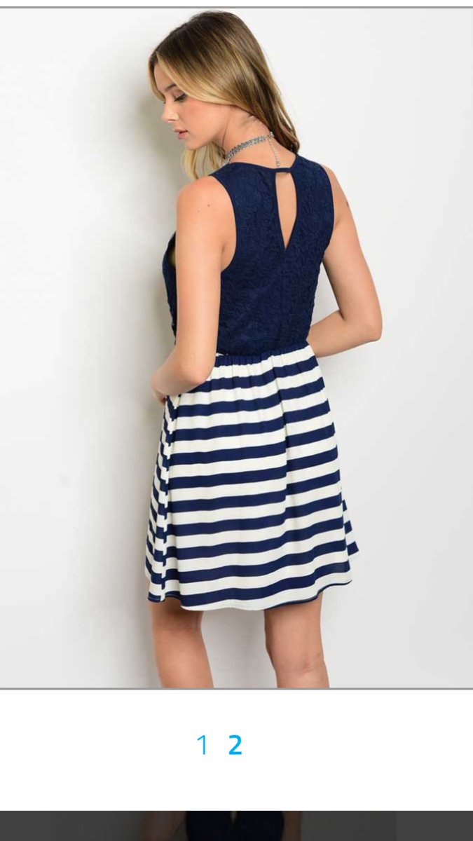 OneWayFashion3's tweet photo. Navy Blue stripped Dress On Sale $25.00 originally $59.99 Hit the link https://t.co/bWvbtTWFn7 https://t.co/LYE9dkZhbi
