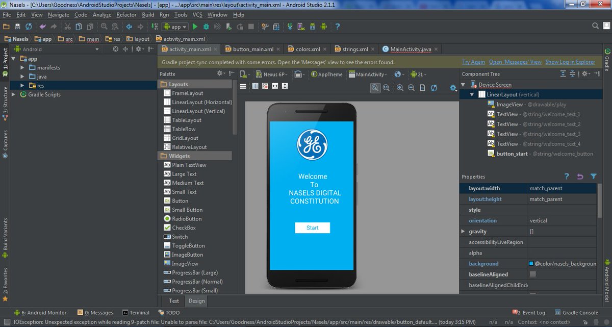 goodnesskayode's tweet image. My first UI Design on @androidstudio Still have a lot to learn #androidlearning @androids @AndroidDev @AndroidAuth @androidcentral