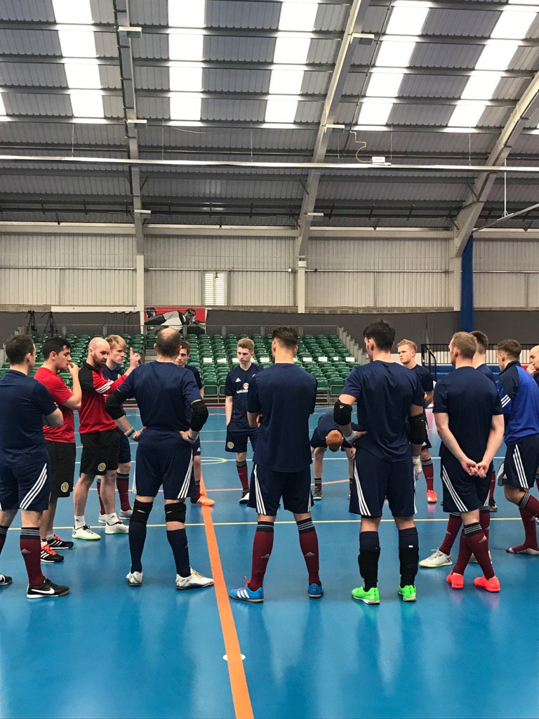 scottsas's tweet photo. Coach @smiggy_13 addresses the @ScottishFutsal players after training this morning. Match v @FAWFutsal 730pm https://t.co/MRpMq0F7dR