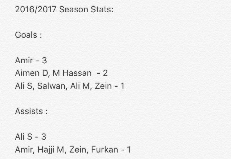 RafidaynFC's tweet photo. 2016/2017 Season stats so far https://t.co/nzwzi9smet