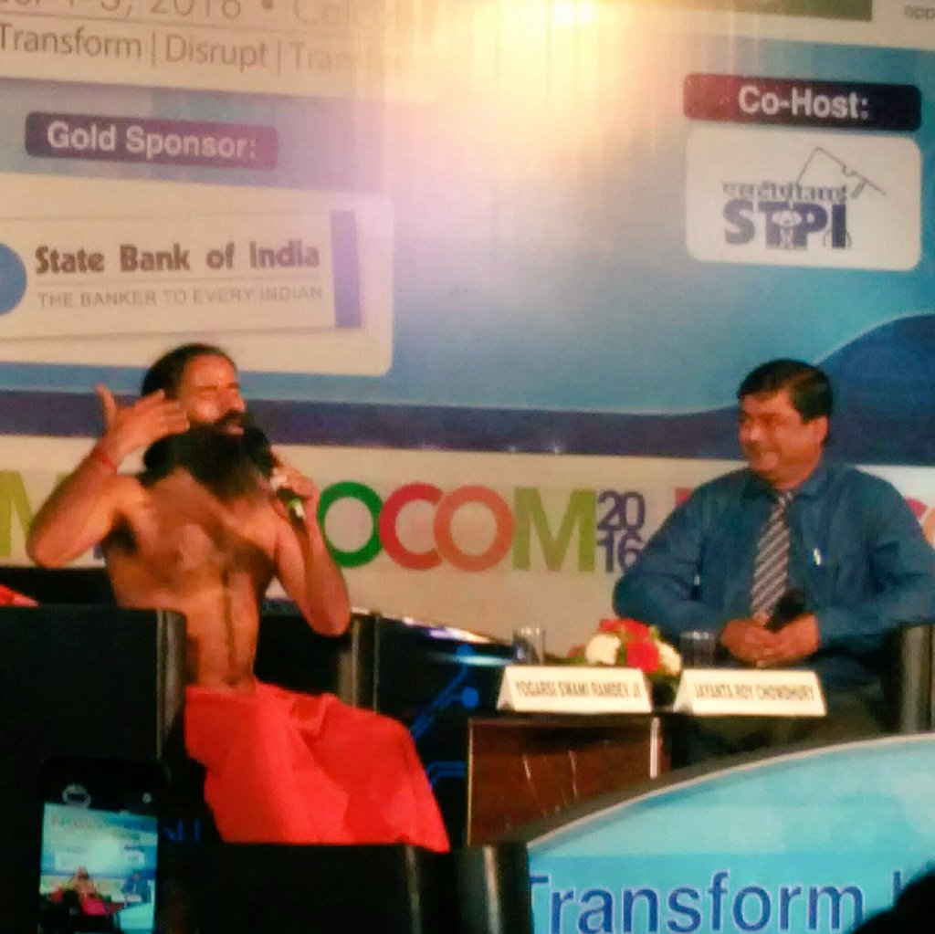 infocomconnect's tweet photo. Moments from the interactive session with the iconic Yogarsi Swami Ramdev Ji. #INFOCOM2016 #Calcutta https://t.co/nJ43ocpkQE