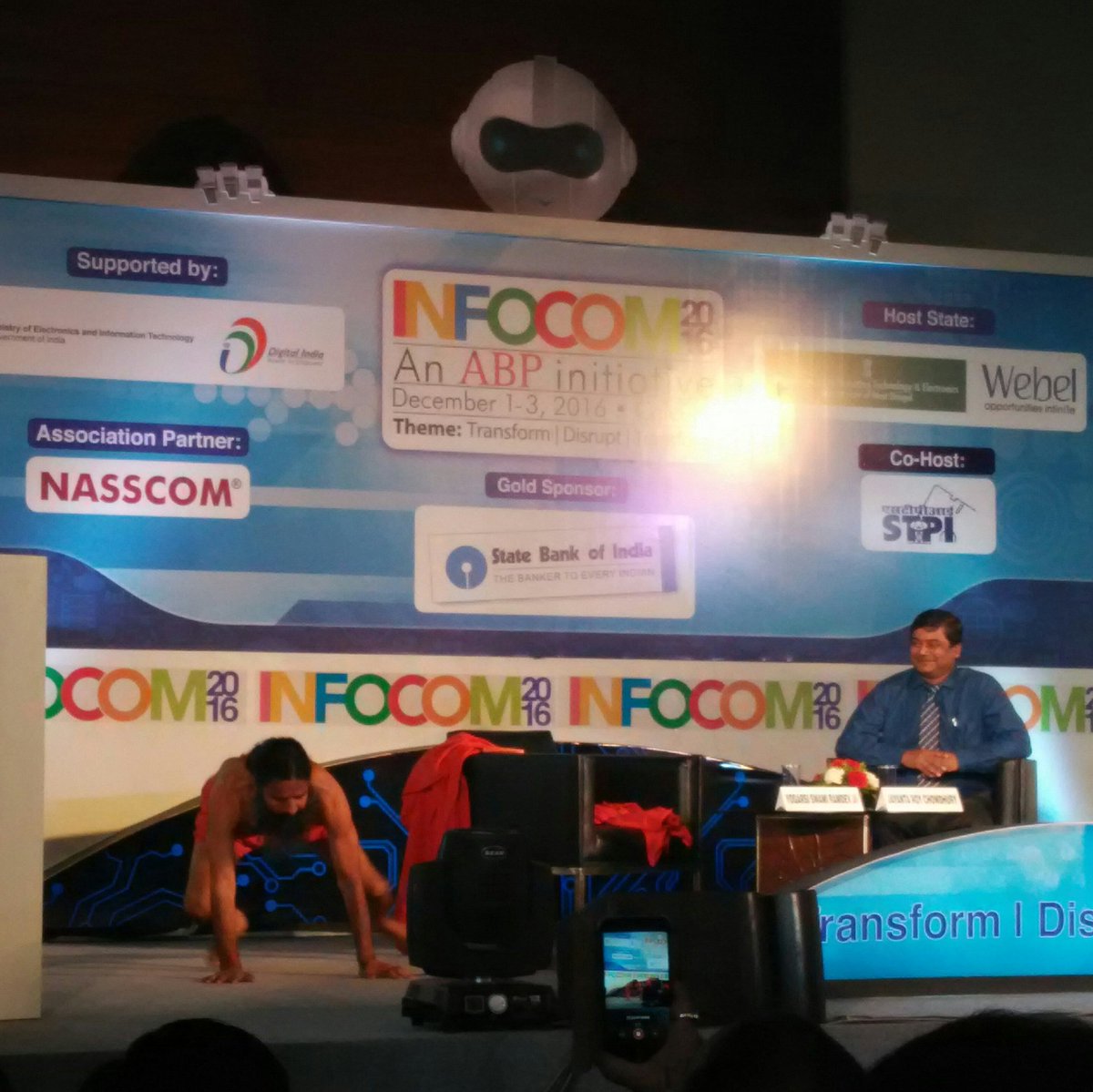 infocomconnect's tweet photo. Moments from the interactive session with the iconic Yogarsi Swami Ramdev Ji. #INFOCOM2016 #Calcutta https://t.co/nJ43ocpkQE