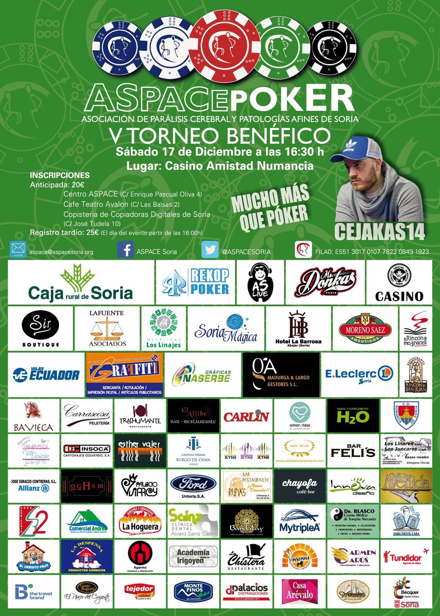 pastorpoker's tweet photo. El próximo 17 de Diciembre combinamos el poker con una buena causa @ASPACESORIA no podéis faltar!!! #ASPACEPOKER https://t.co/rWScxwOrSi