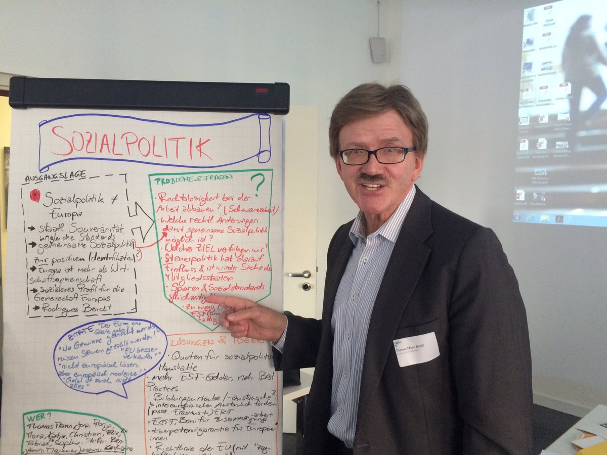 JEF_th's tweet photo. Ergebnisse aus dem #EWS2016 Workshop zu Sozialpolitik mit @ThomasMannEP - finden wir einen Weg zu europäischen Sozialstandards? https://t.co/hYaXkcR0kb