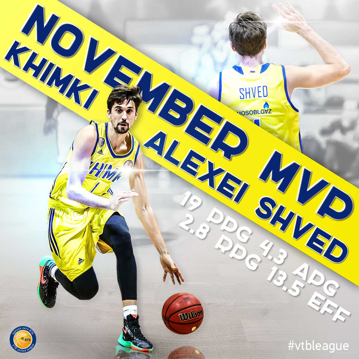 Защитник «Химок» Алексей Швед - MVP ноября
November MVP - Alexey Shved (<a href="/Khimkibasket/">BC Khimki</a>)