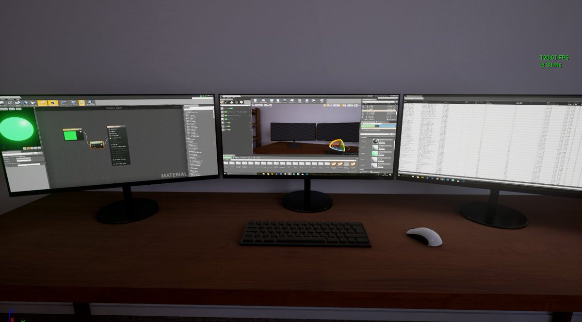 FrightDevBlog's tweet image. #UE4 Tip: If you plug a multiply into emissive, it gives off the effect that the screen is lit. #indiedev #gamedev