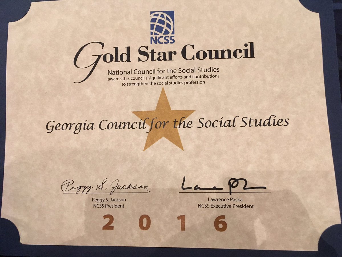 GASocStudies's tweet photo. GCSS was recognized as a Gold Star Council by @NCSSNetwork during House of Delegates on Friday! #ncss16 #gcss16 https://t.co/yo81goKGVt