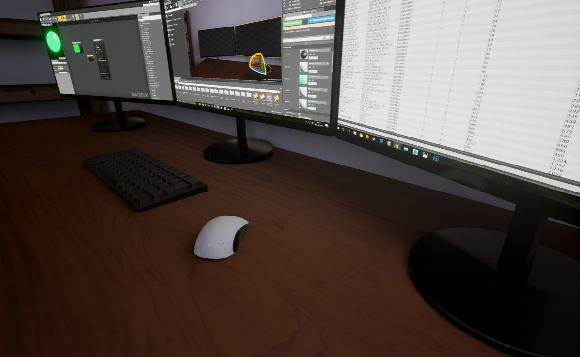 FrightDevBlog's tweet image. #UE4 Tip 2: For an even more convincing pc monitor/tv, turn on &apos;use emissive for static lighting&apos;. #indiedev #indiegame