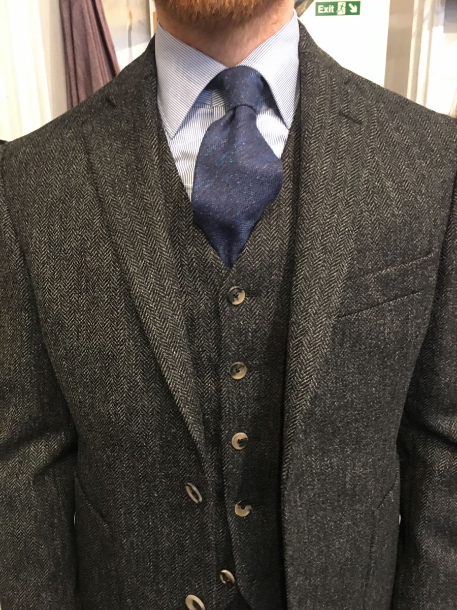 Harry_Stedman's tweet photo. What a day picking up my new, made to measure suit from @RegentTailoring #suit #madetomeasure #tweed #herringbone #3piece #menswear https://t.co/ZblcmbO4Ub