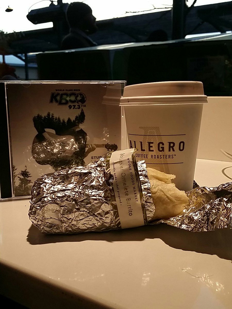 973KBCO's tweet photo. Coffee and breakfast burrito bars are open! Erin recommends the Denver burrito! #IAmStudioC https://t.co/G0cOJka6ld