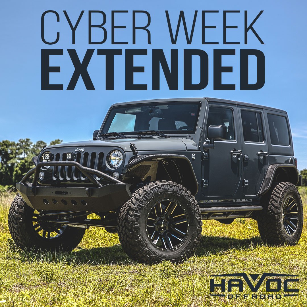 HavocOffroad's tweet photo. #CyberWeek has been extended! Shop now for great deals on all your favorite #jeep accessories: https://t.co/LM0VwUnFEq #HavocOffroad https://t.co/SrSldnucTF
