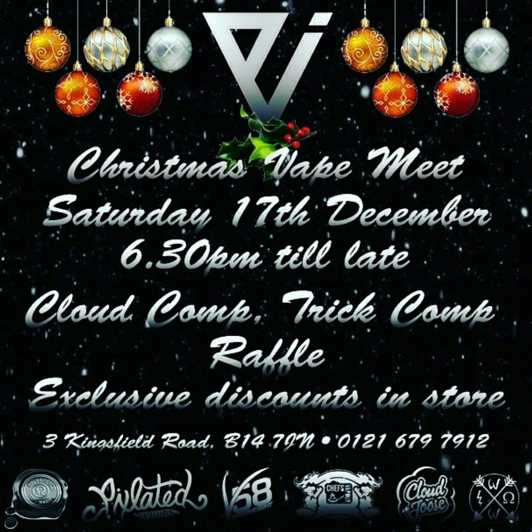 VaipStore's tweet photo. @VapingPacman We are having another Vape Meet on the 17th December 2016 

#cloudcomp #trickcomp &amp; #raffle and giveaways throughout the event https://t.co/OUsULfplty
