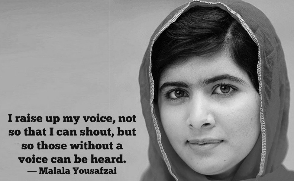 chuckcanady's tweet photo. I raise up my voice, not so that I can shout, but so those without a voice can be heard. - Malala Yousafzai #ThinkBIGSundayWithMarsha https://t.co/gE0y9Elzev