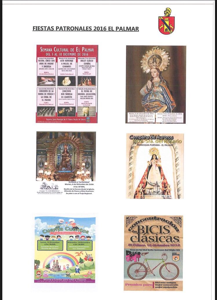 ▶️Desde <a href="/JMElPalmar/">JMElPalmar</a> os invitamos a participar en los actos organizados con ocasión de las #FiestasPatronales en Honor #LaPurisima #ElPalmar