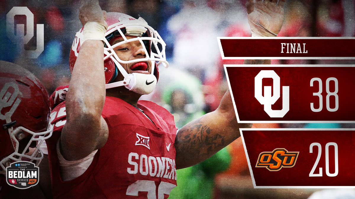 OU_Football's tweet photo. #Sooners win #Bedlam 38-20 and their 10th Big 12 Title!

Recap ➡️ https://t.co/t1iySZow4O https://t.co/qjoDDPIz1L