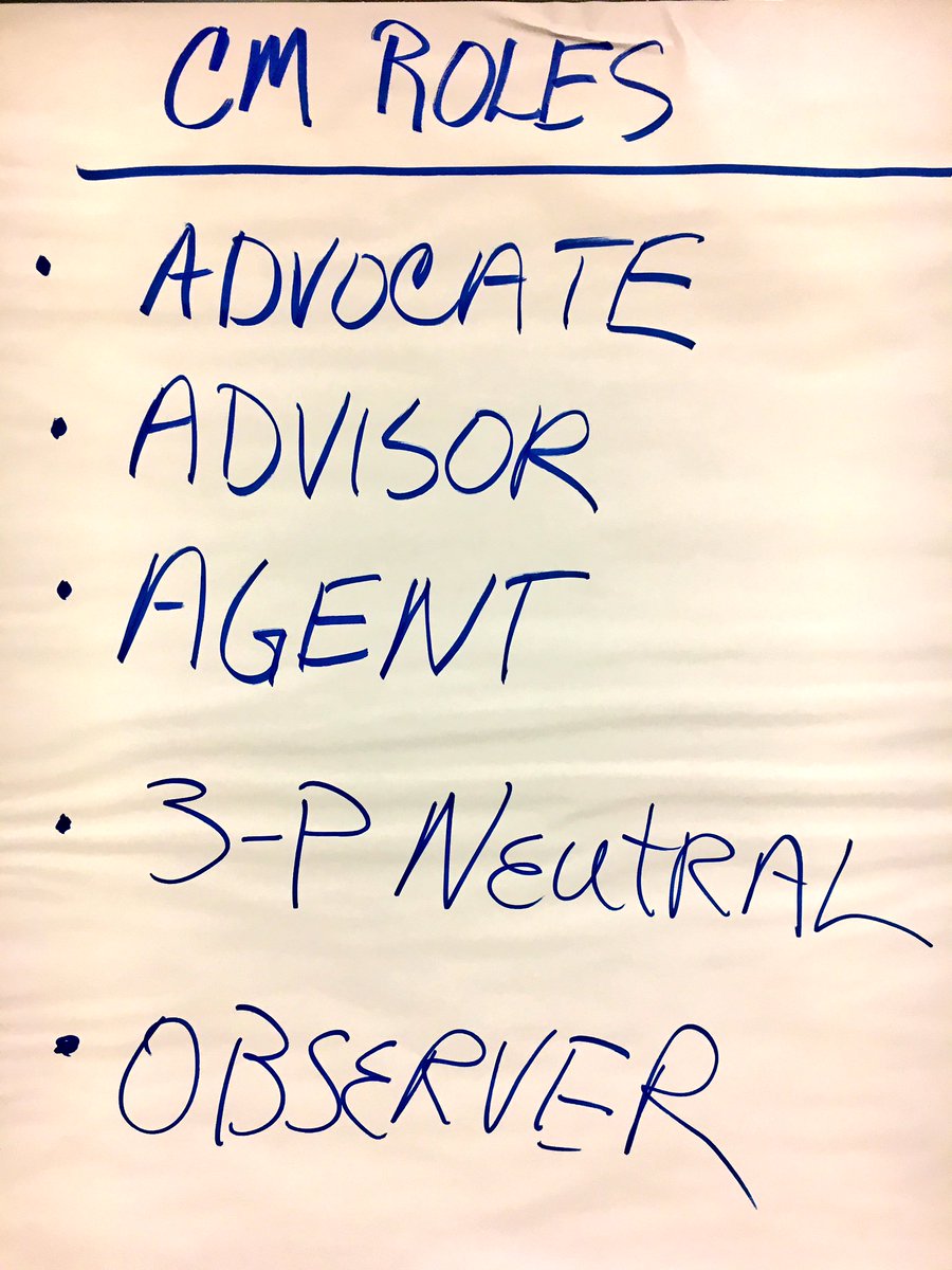LipscombICM's tweet photo. What are different conflict manager roles? Can be a wide range & roles can overlap #TweetsFromClass #ICM6053 https://t.co/7SOvNSV535