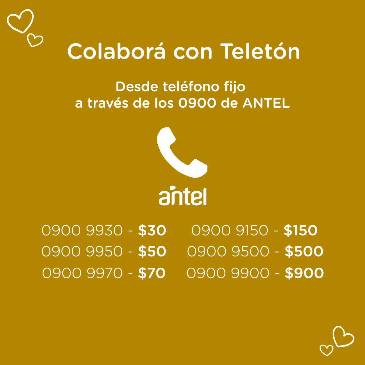 teletonuruguay's tweet photo. Podes colaborar a través del 0900, Te necesitamos! #CrecemosTodos https://t.co/jIMX22sWTy