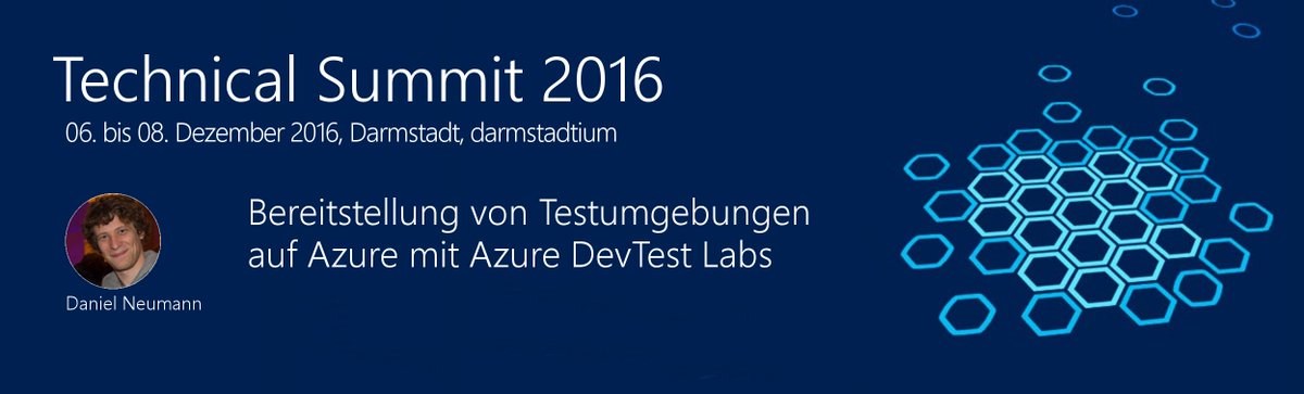 seklenk's tweet image. Auf geht’s zum #msts2016: Testumgebungen mit #Azure #DevTestLabs starring @neumanndaniel! 
Jetzt anmelden unter: technical-summit.de